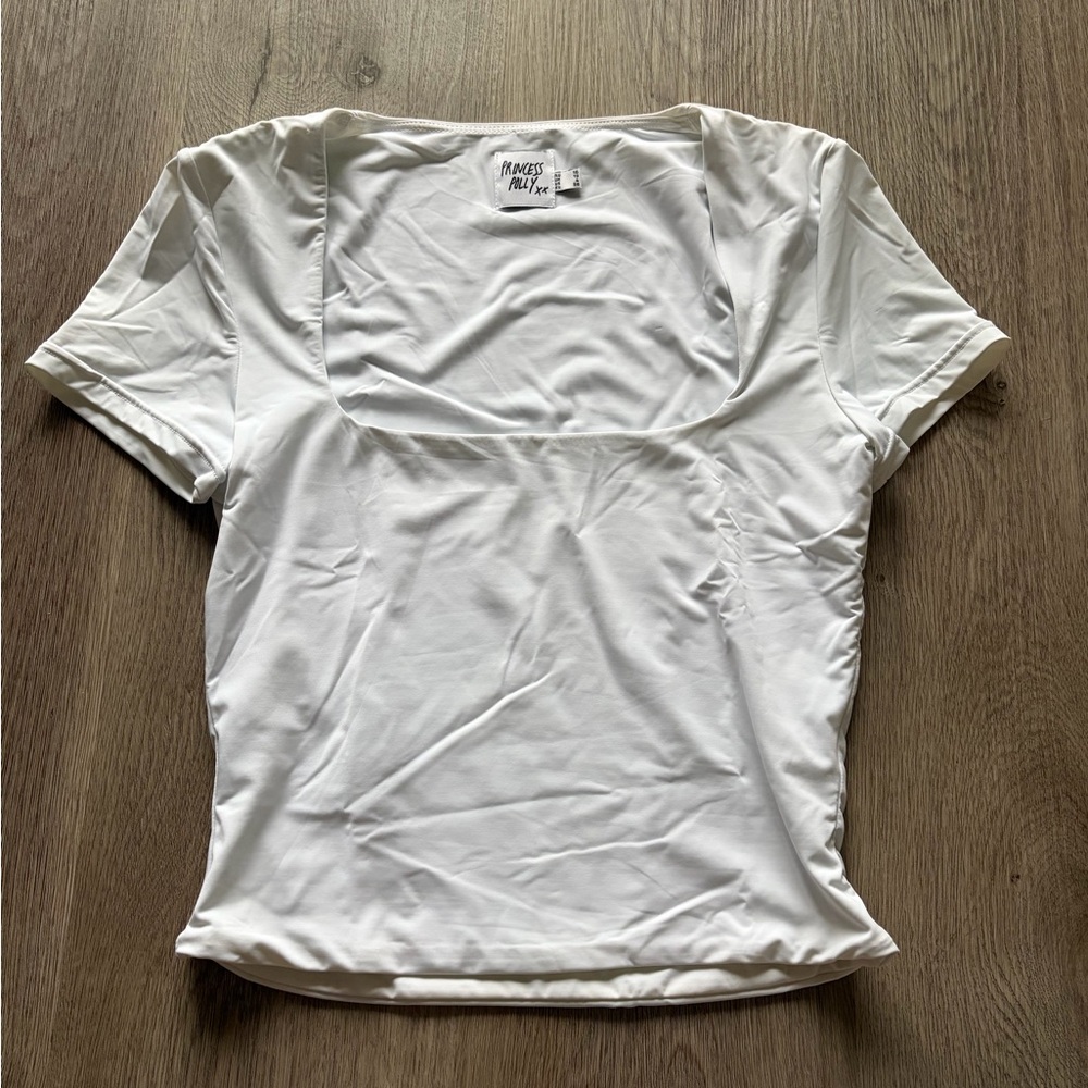 Princess Polly White Square Neck Short Sleeve Top